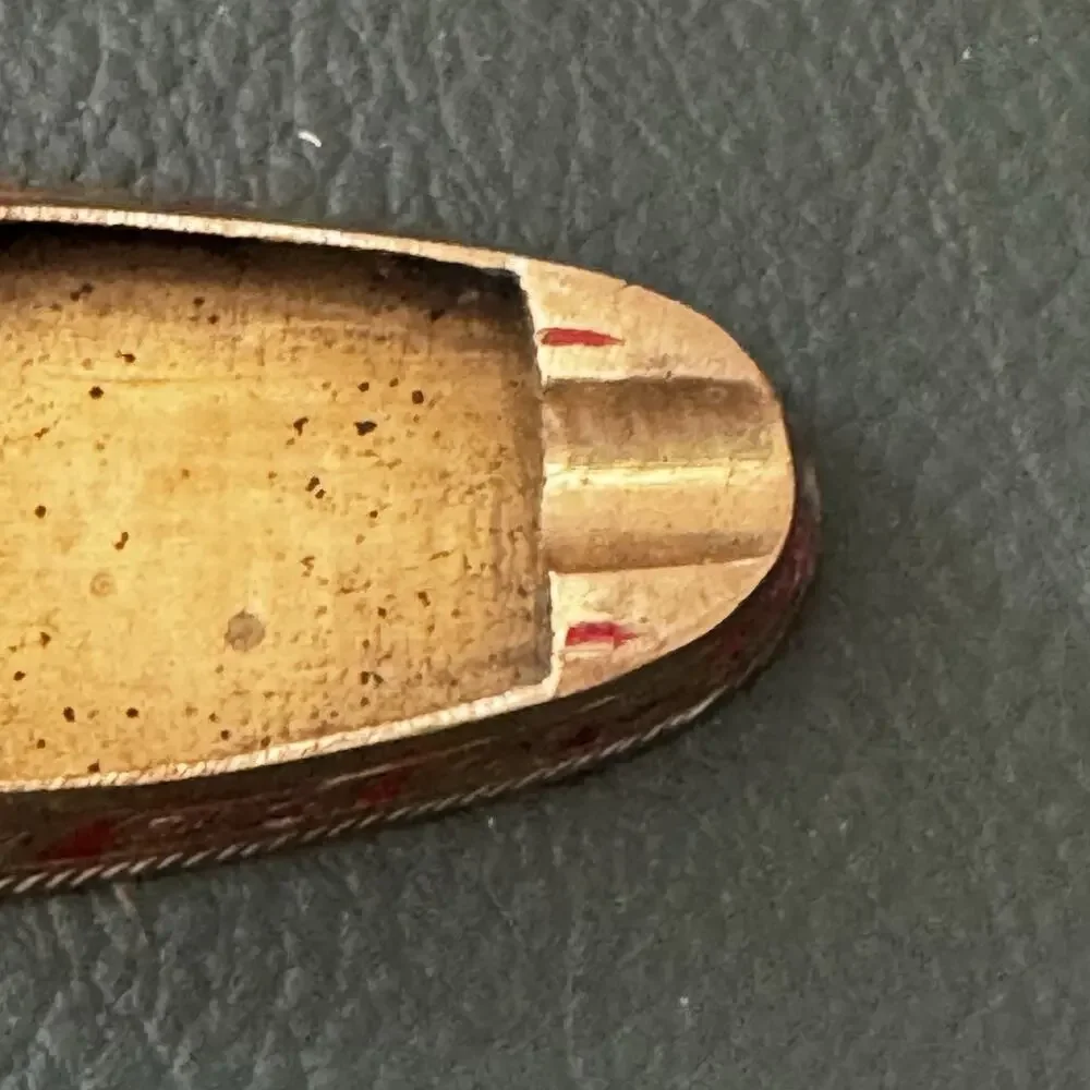 Vintage Brass Shoe Ashtray Hand Etched Red Slipper India Genie Aladdin